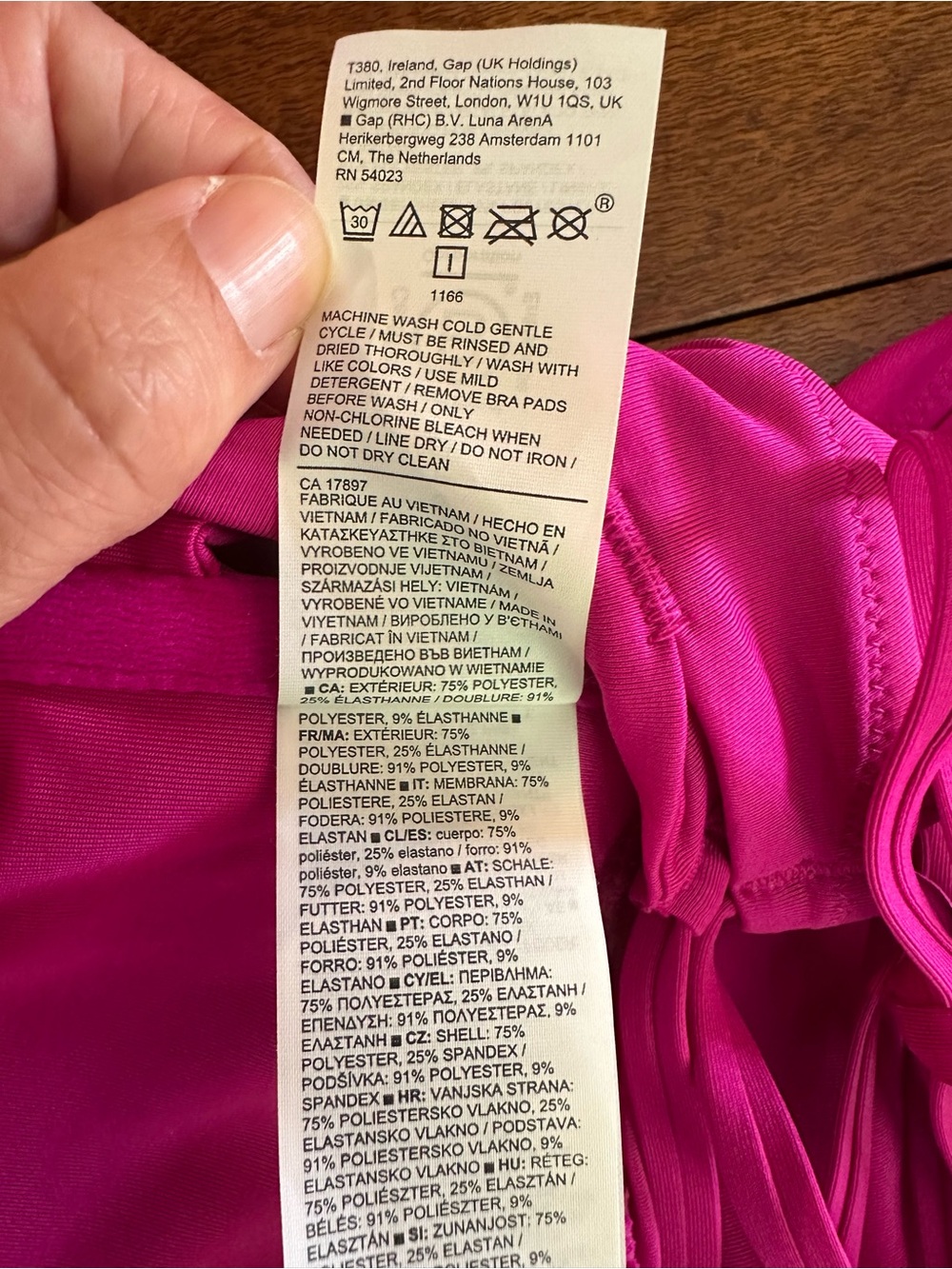 Athleta Triangle Tankini Top Small Fuchsia Adjustable Tie Shelf Bra New Unworn - Picture 7 of 7